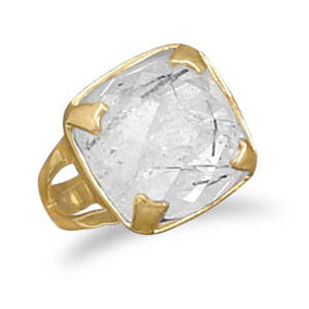 14 Karat Gold Plated Rutilated Quartz Ring