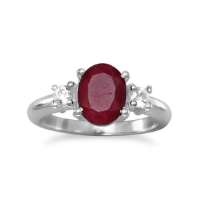 Rough-Cut Ruby and CZ Ring