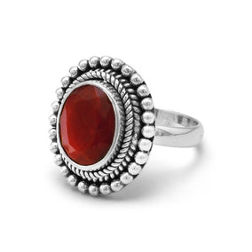 Oxidized Faceted Rough-Cut Ruby Ring