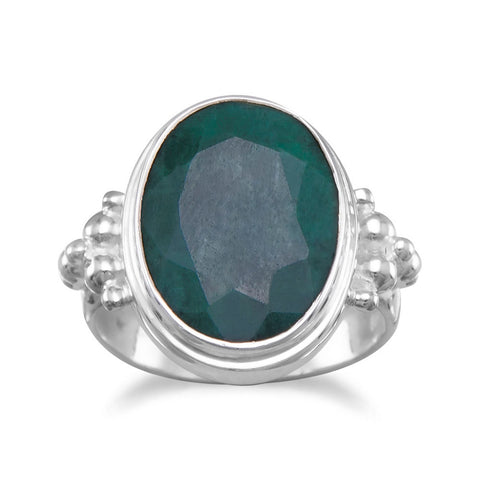 Large Oval Rough-Cut Emerald Ring