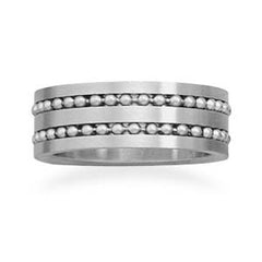Stainless Steel Ring with Double Bead Row