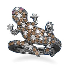 Black Rhodium Plated CZ Gecko Ring