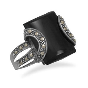 Black Onyx and Marcasite Ring