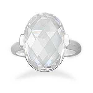 Faceted Clear CZ Ring