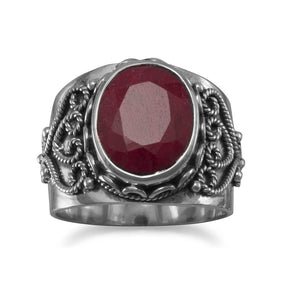 Oval Rough-Cut Ruby Ring