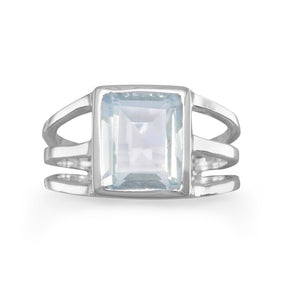 Green Amethyst Triple Thin Band Ring