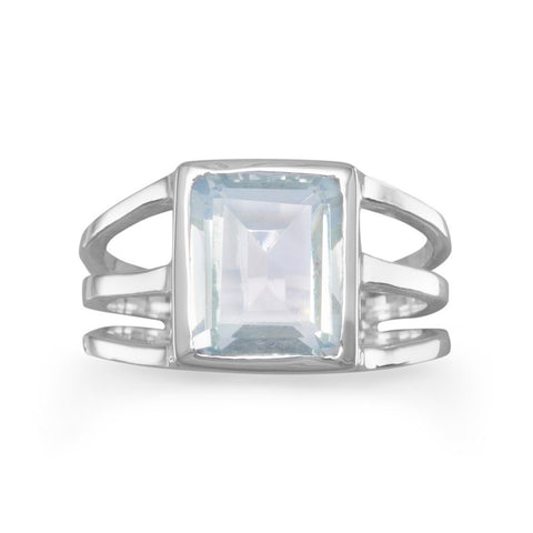 Green Amethyst Triple Thin Band Ring