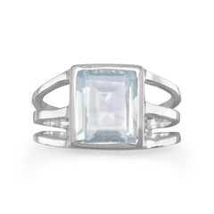 Green Amethyst Triple Thin Band Ring