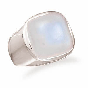 Soft Side Square Rainbow Moonstone Ring