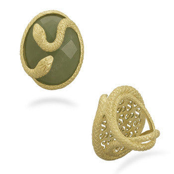 Gold Plated Aventurine Snake Ring