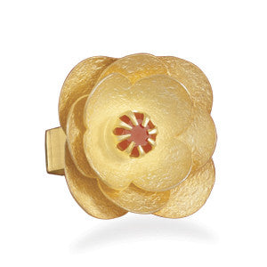 14 Karat Gold Plated Carnelian Flower Ring