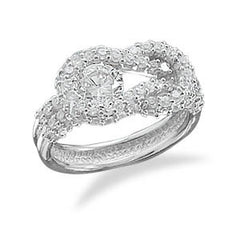 Rhodium Plated CZ Knot Design Ring