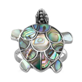 Paua Shell Turtle Ring