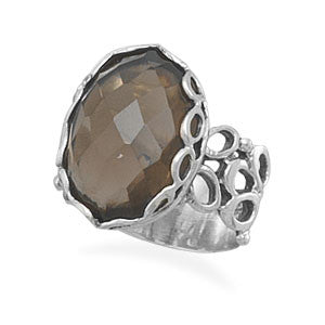 Oval Faceted Smoky Quartz Ring
