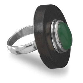 Wood and Green Onyx Ring