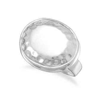 Oval Ring with Hammered Edge