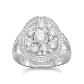 Oval Ring with Clear CZs