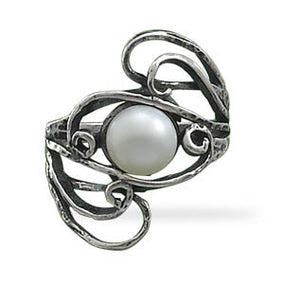 Oxidized Cultured Freshwater Pearl Ring