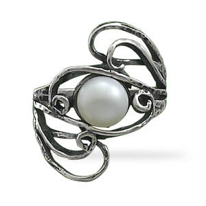 Oxidized Cultured Freshwater Pearl Ring