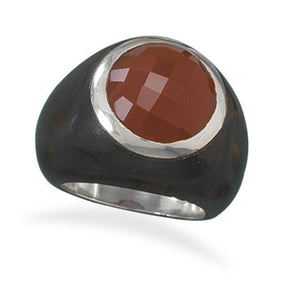 Wood and Carnelian Ring