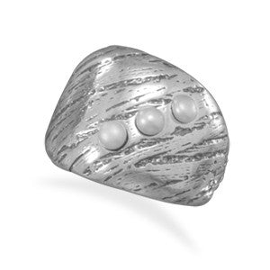 Oxidized Ring with Angled Cultured Freshwater Pearls