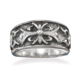 Oxidized Cross Design Ring