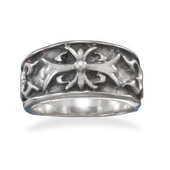 Oxidized Cross Design Ring