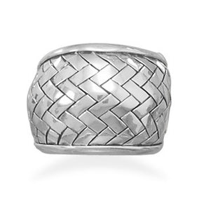 Oxidized Weave Pattern Ring