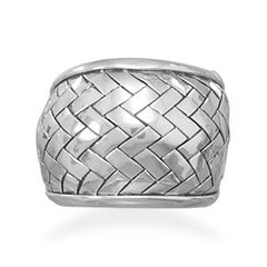 Oxidized Weave Pattern Ring