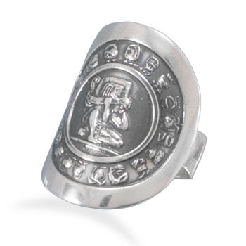Oxidized Mayan Calendar Ring