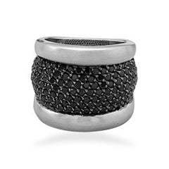 Rhodium Plated Black CZ Ring