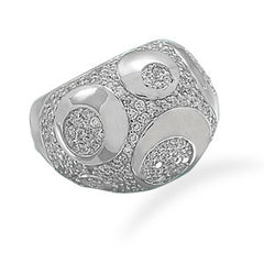 Rhodium Plated Domed Clear CZ Ring