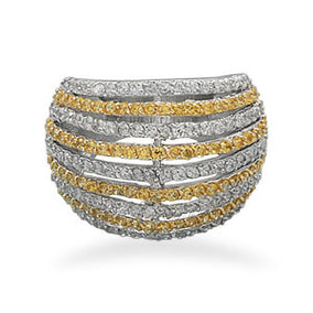 Rhodium Plated Yellow and Clear CZ Ring