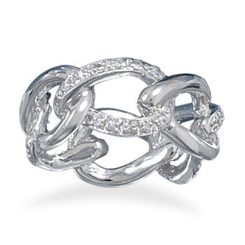 Rhodium Plated Link Style Ring