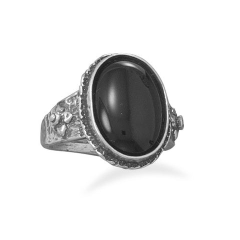 Oxidized Oval Black Onyx Ring