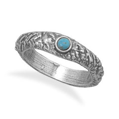 Oxidized Textured Reconstituted Turquoise Ring
