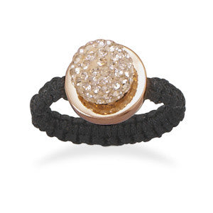 Macrame and Champagne Crystal Ring