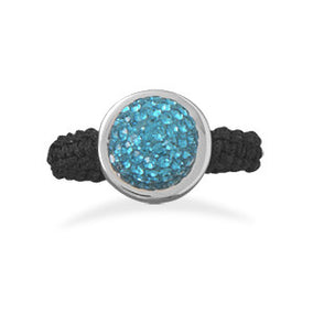 Macrame and Teal Crystal Ring
