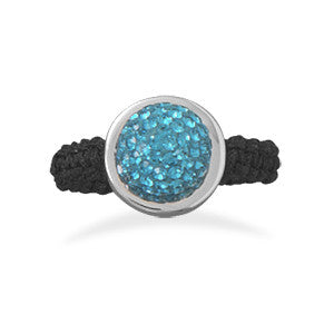 Macrame and Teal Crystal Ring