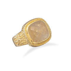 14 Karat Gold Plated Rutilated Quartz Ring