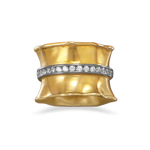 14 Karat Gold Plated Ring with CZs