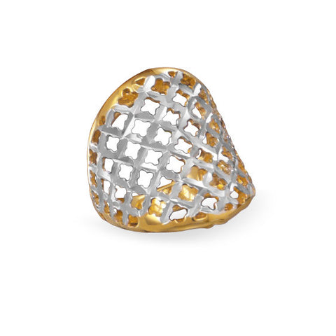 Two Tone Diamond Cut Ring