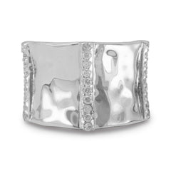 Rhodium Plated Ring with CZs