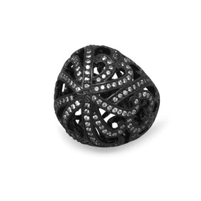 Domed Black Epoxy and CZ Ring