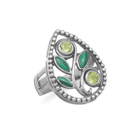 Malachite and Peridot Ring