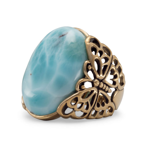 Bronze Larimar Butterfly Ring