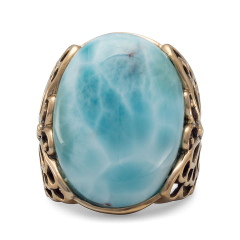 Bronze Larimar Butterfly Ring