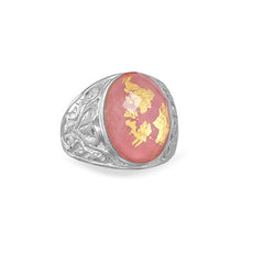 Rhodonite, Gold Leaf and Quartz Ring