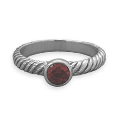 Oxidized Garnet Ring with Twist Band
