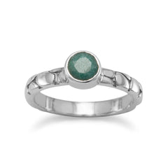 Oxidized Rough-Cut Emerald Ring